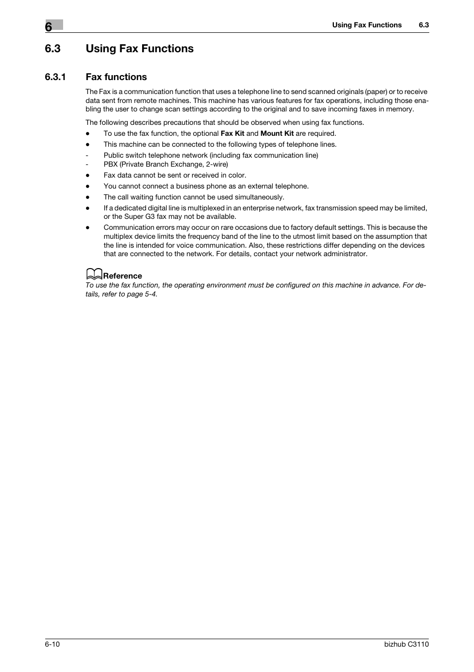 3 using fax functions, 1 fax functions, Using fax functions -10 | Fax functions -10 | Konica Minolta bizhub C3110 User Manual | Page 70 / 82