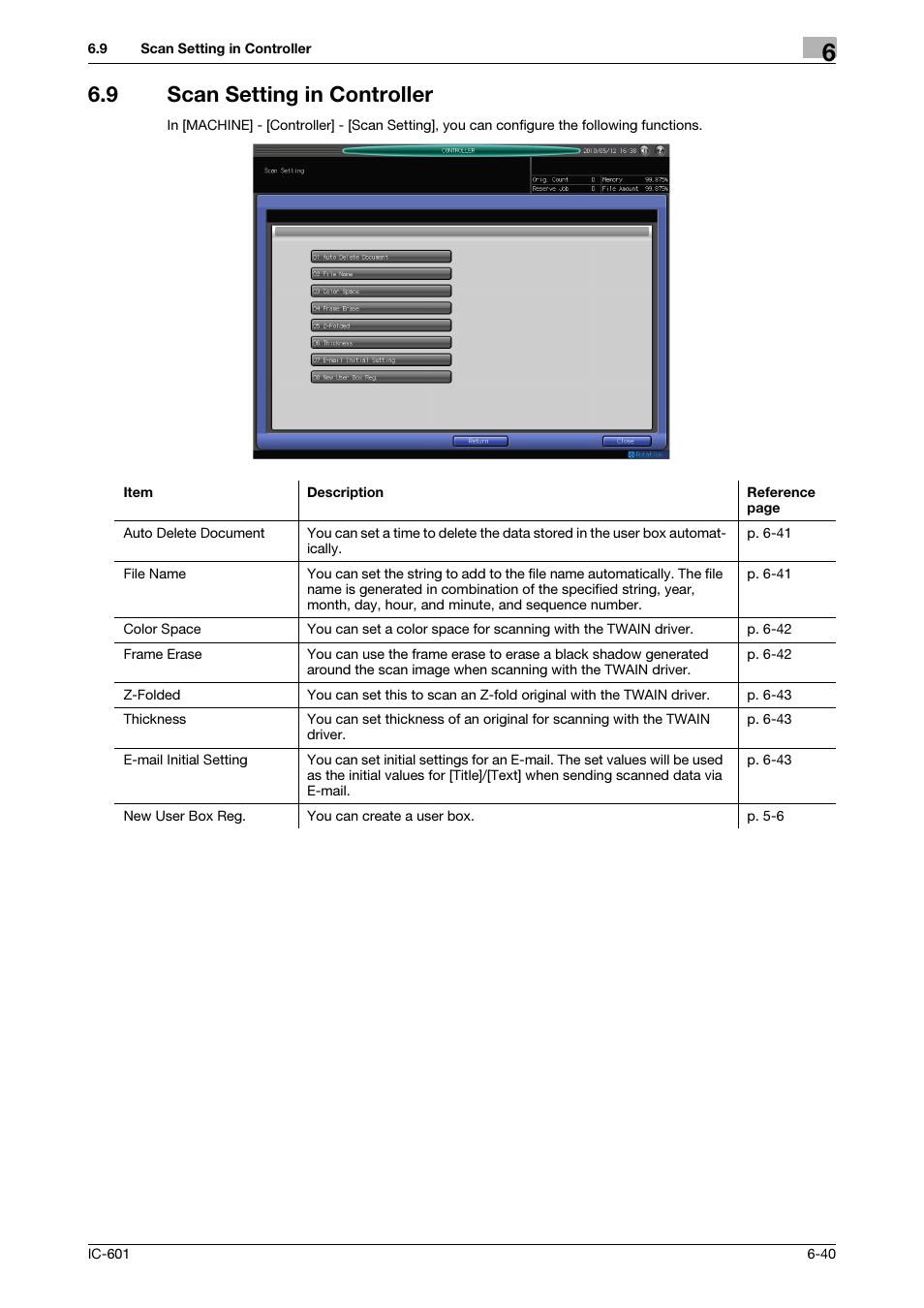 9 scan setting in controller, Scan setting in controller -40 | Konica Minolta IC-601 User Manual | Page 103 / 123