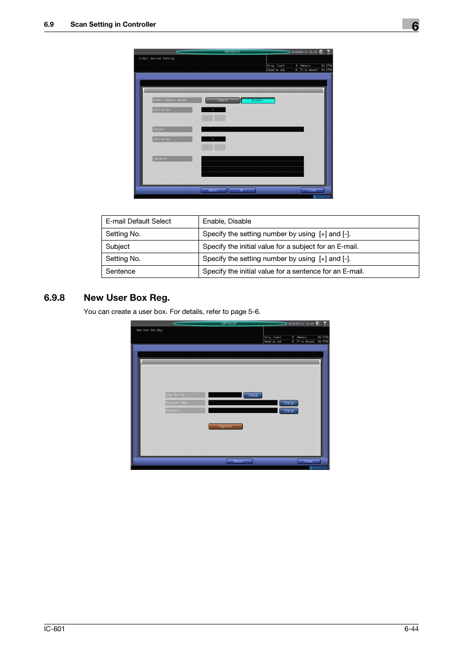 8 new user box reg, New user box reg -44 | Konica Minolta IC-601 User Manual | Page 107 / 123