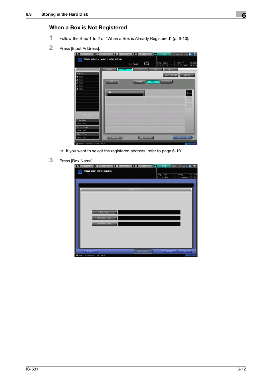 When a box is not registered | Konica Minolta IC-601 User Manual | Page 75 / 123