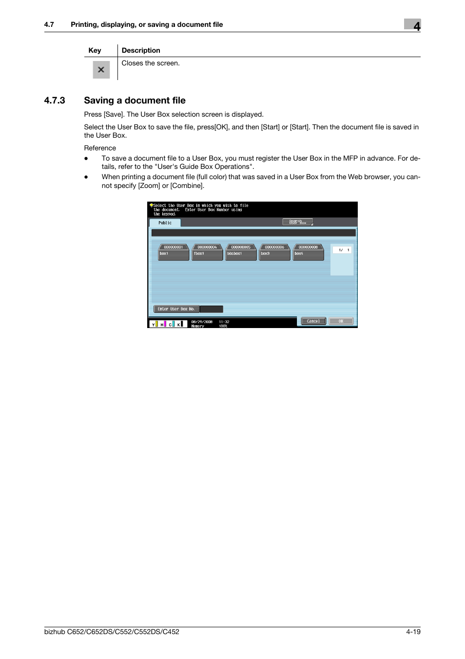3 saving a document file, Saving a document file -19 | Konica Minolta BIZHUB C652DS User Manual | Page 37 / 110