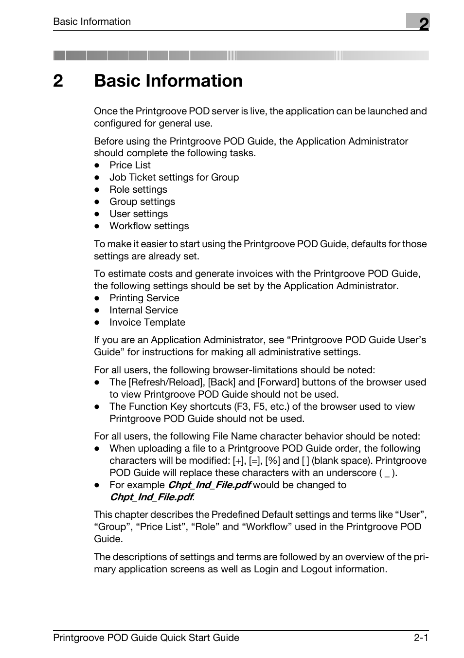 2 basic information, Basic information, 2basic information | Konica Minolta Printgroove User Manual | Page 16 / 114