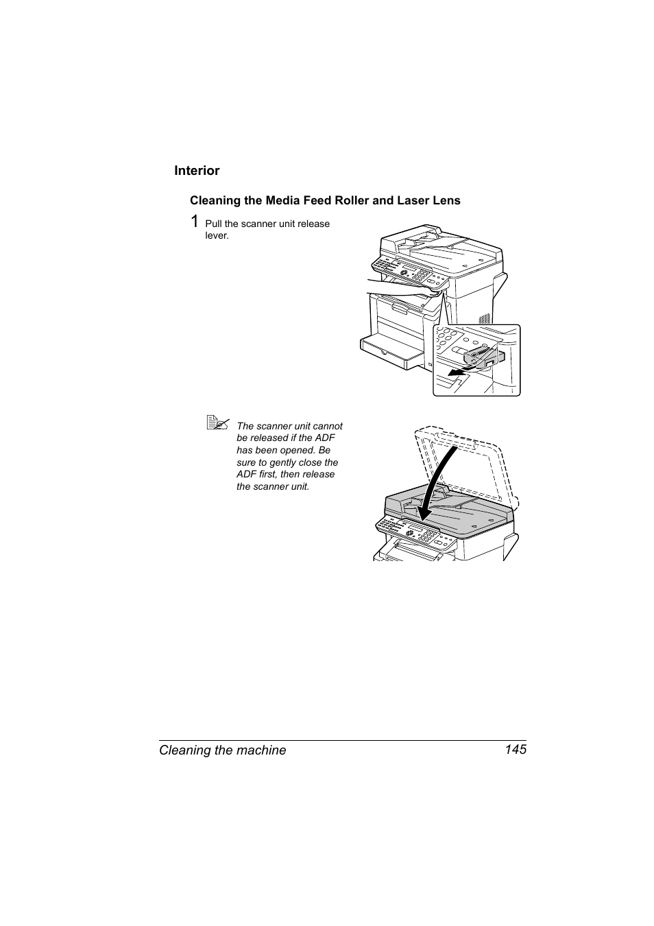 Interior, Cleaning the media feed roller and laser lens, Interior 145 | Cleaning the media feed roller and laser lens 145 | Konica Minolta bizhub C10X User Manual | Page 159 / 236