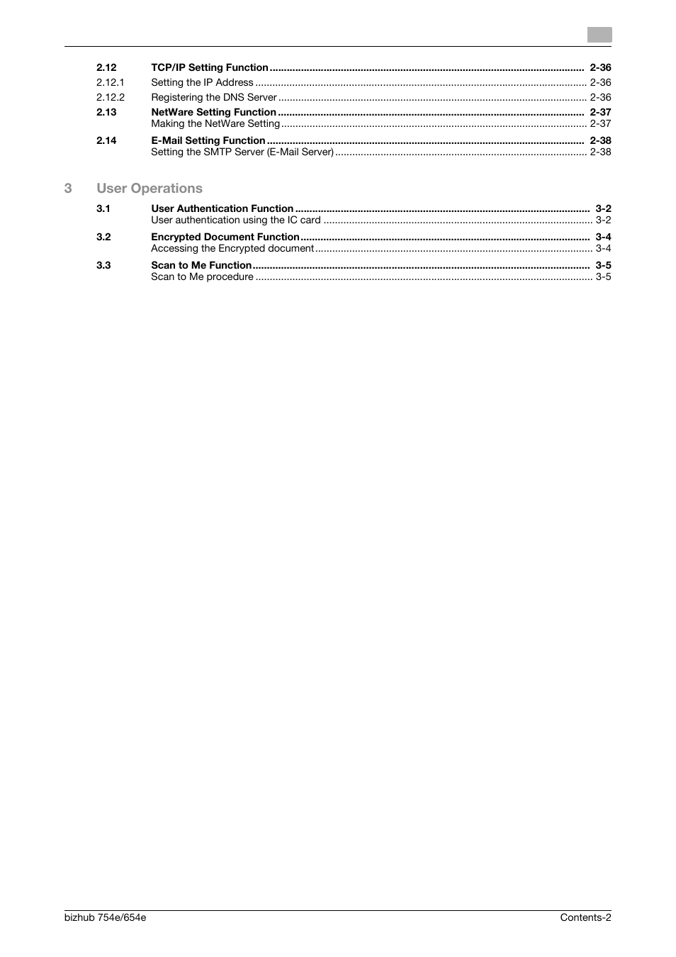 3user operations | Konica Minolta bizhub 654e User Manual | Page 3 / 58