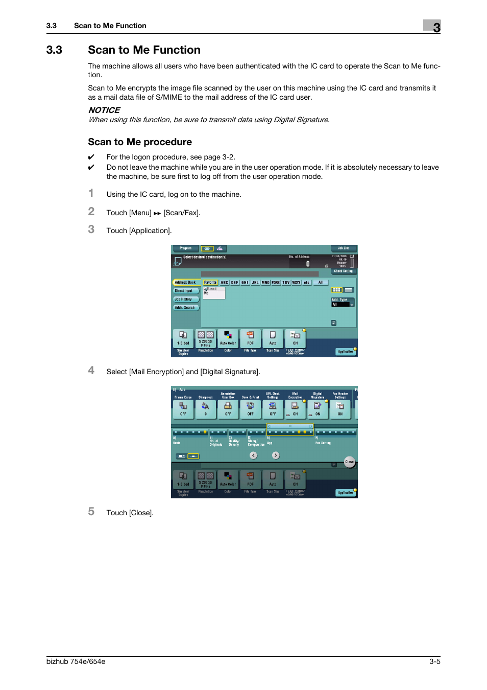 3 scan to me function, Scan to me procedure, Scan to me function -5 scan to me procedure -5 | Konica Minolta bizhub 654e User Manual | Page 56 / 58