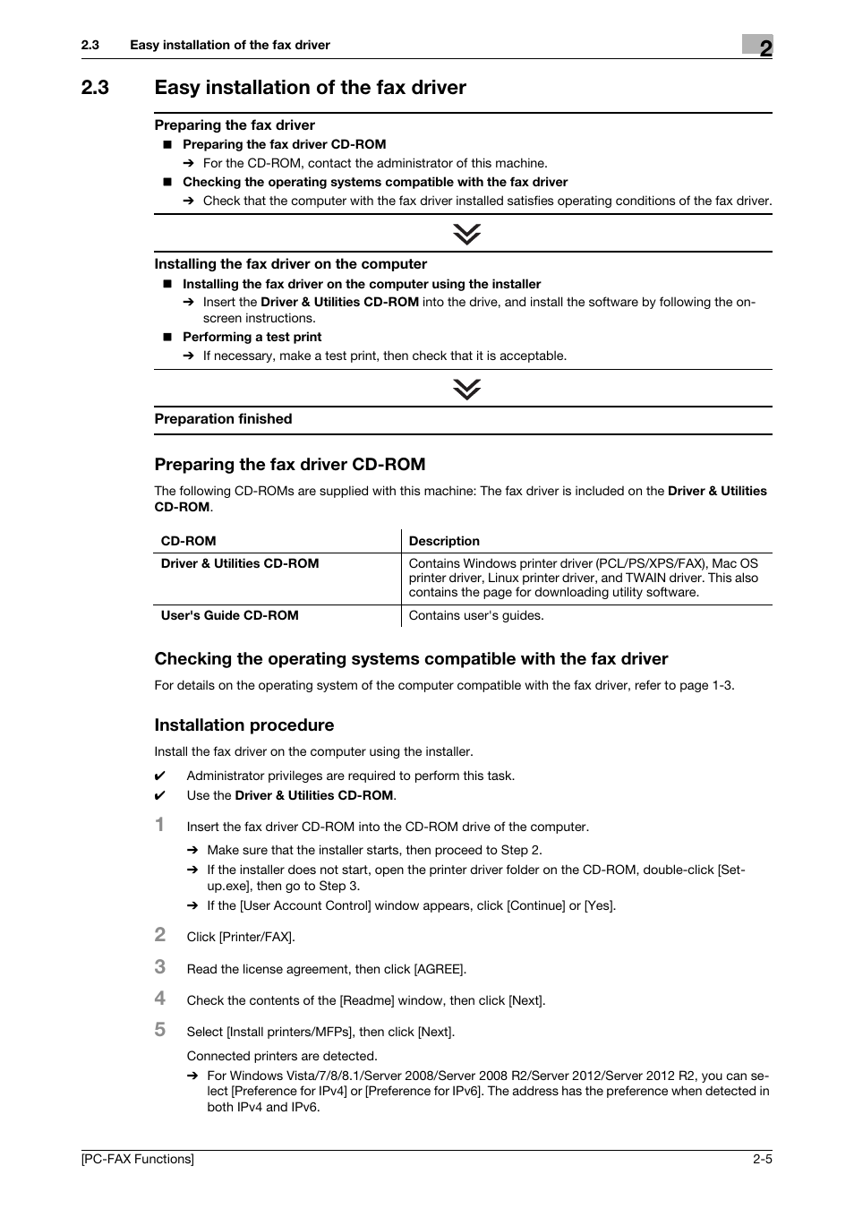 3 easy installation of the fax driver, Preparing the fax driver cd-rom, Installation procedure | Konica Minolta bizhub 4050 User Manual | Page 12 / 61