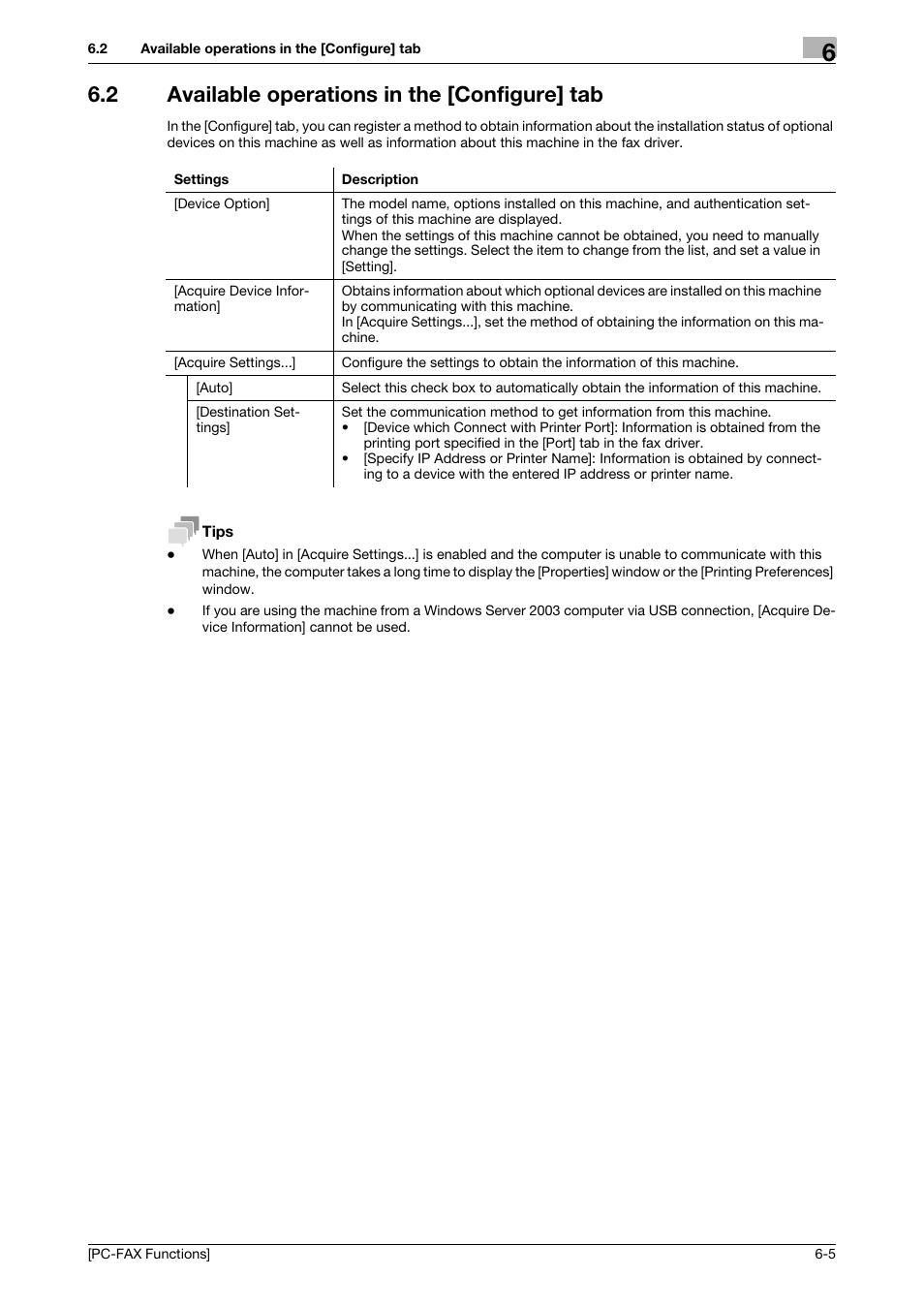 2 available operations in the [configure] tab, Available operations in the [configure] tab -5 | Konica Minolta bizhub 4050 User Manual | Page 47 / 61