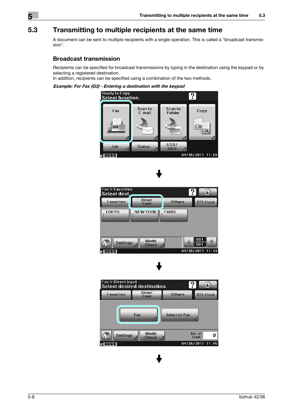 Broadcast transmission | Konica Minolta bizhub 36 User Manual | Page 122 / 182