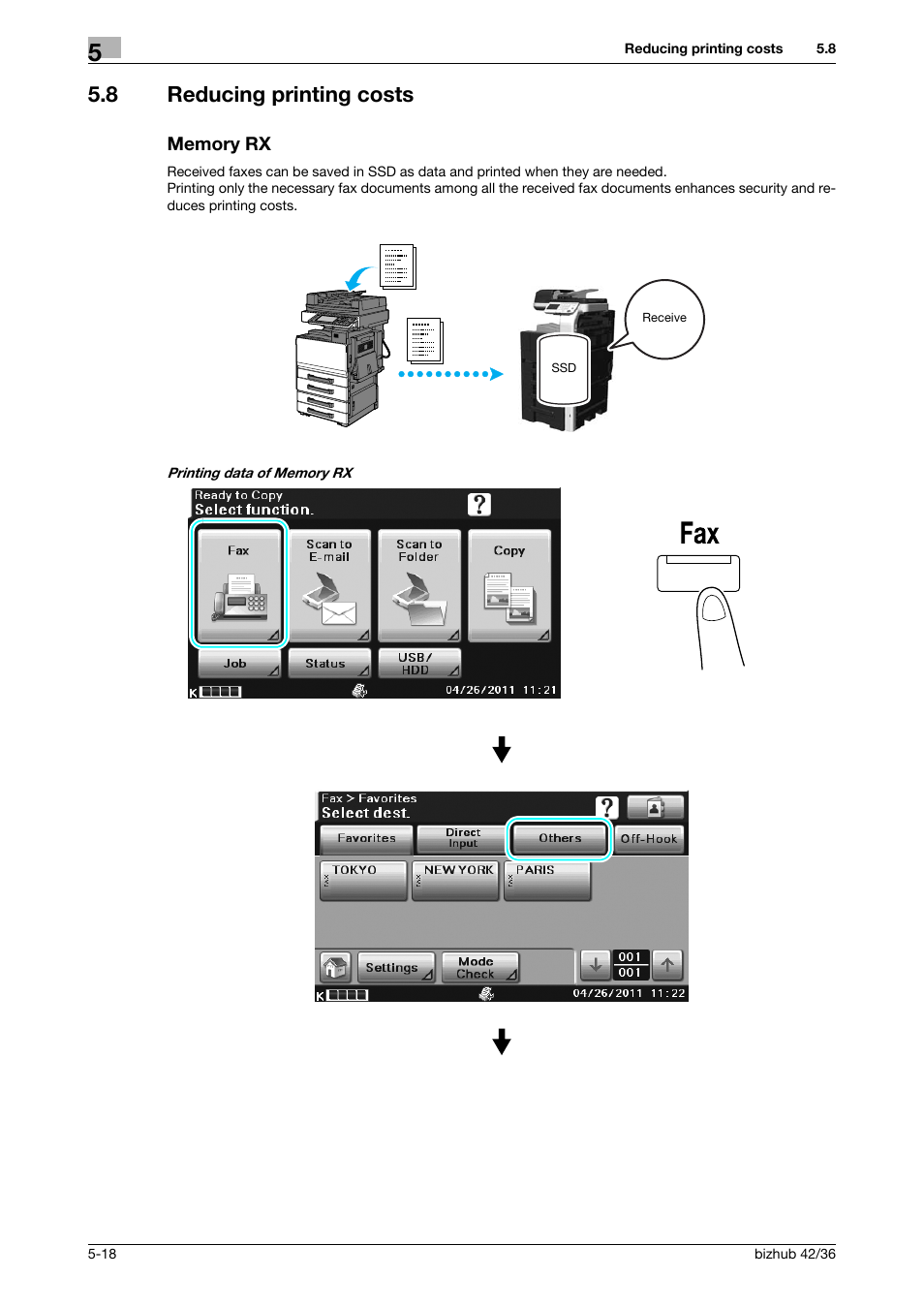8 reducing printing costs, Memory rx, Reducing printing costs -18 memory rx -18 | Konica Minolta bizhub 36 User Manual | Page 132 / 182