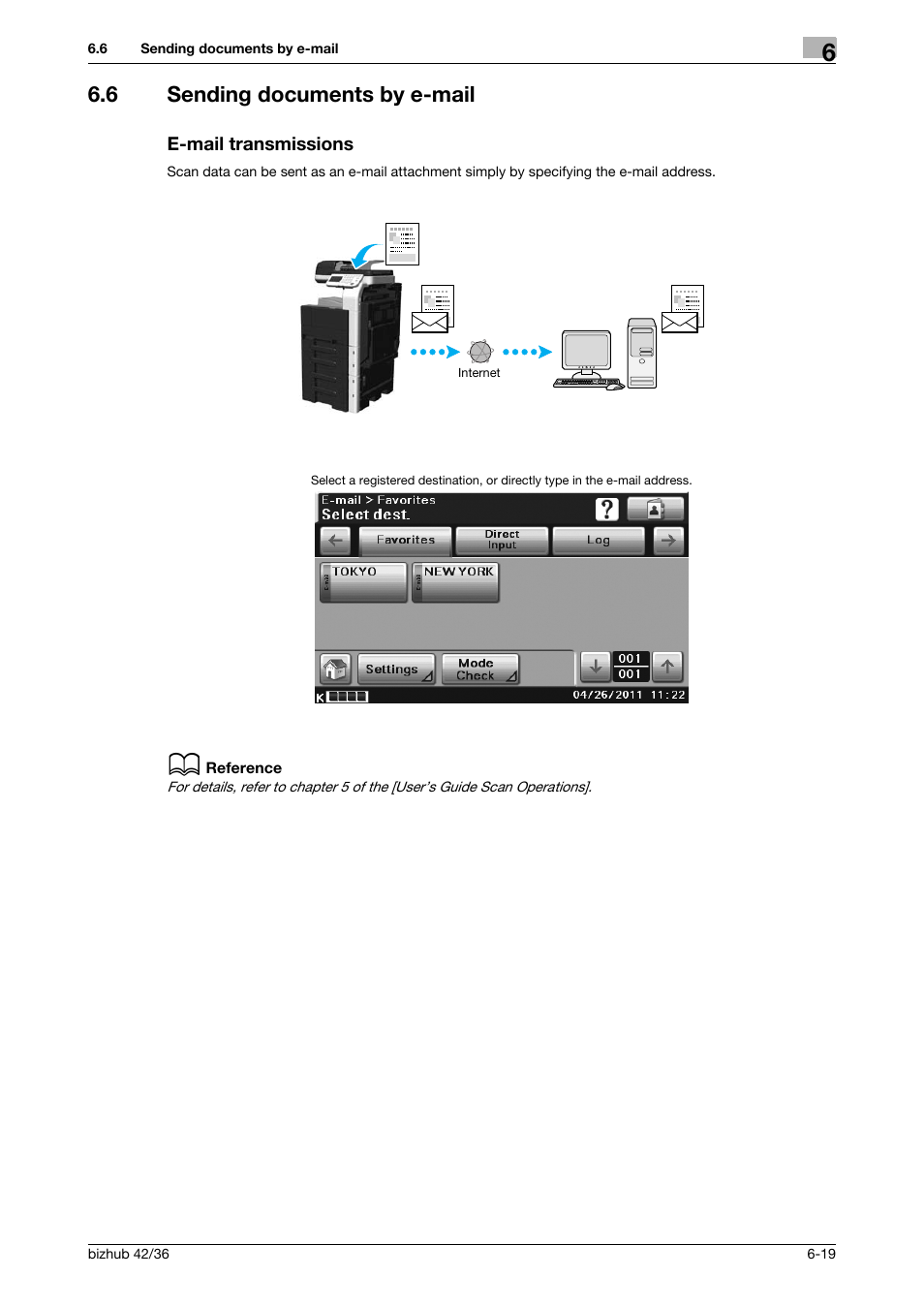 6 sending documents by e-mail, E-mail transmissions | Konica Minolta bizhub 36 User Manual | Page 157 / 182