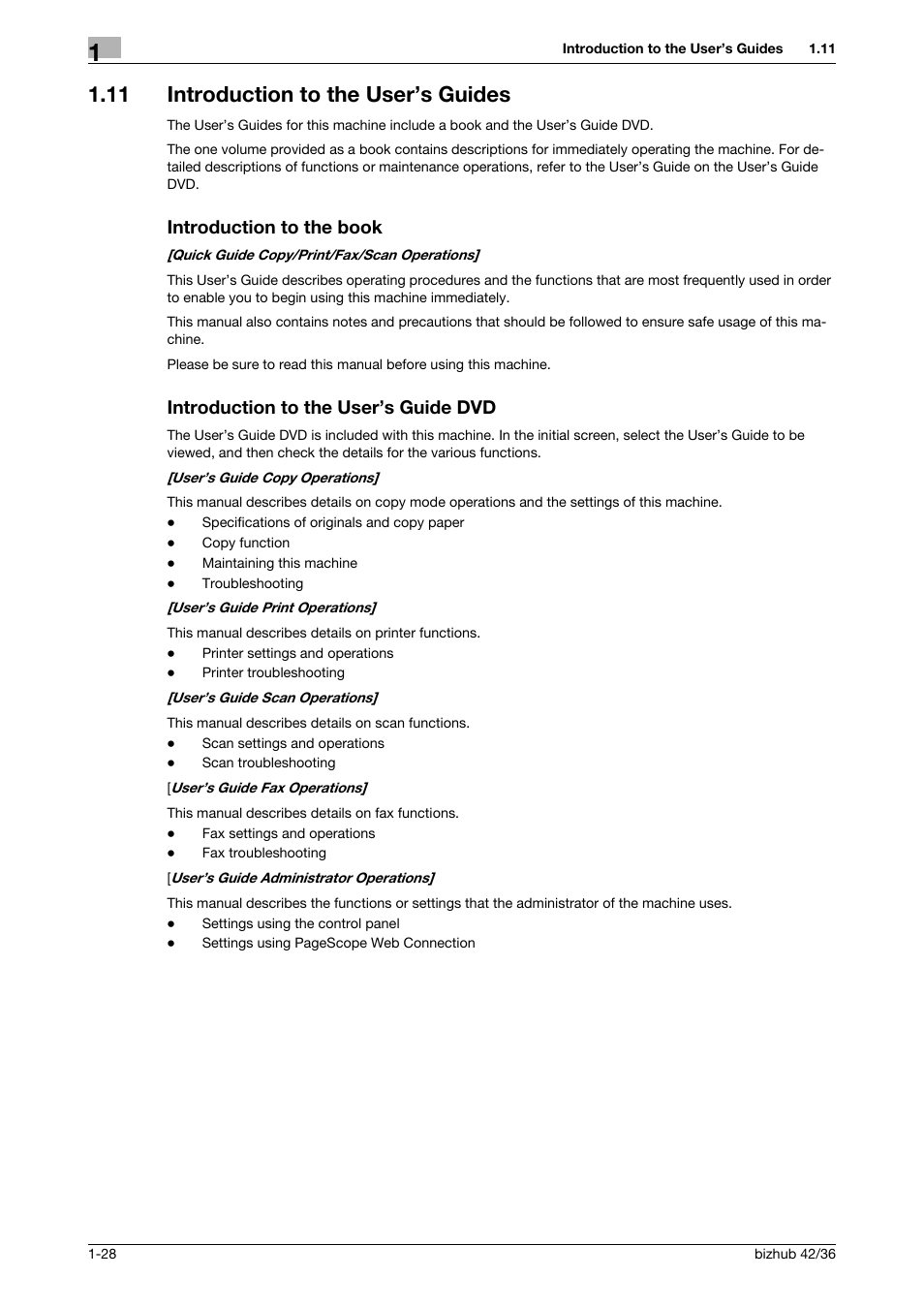11 introduction to the user’s guides, Introduction to the book, Introduction to the user’s guide dvd | Konica Minolta bizhub 36 User Manual | Page 34 / 182