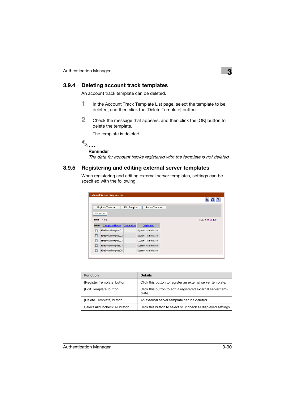 4 deleting account track templates, Deleting account track templates -90 | Konica Minolta bizhub C284e User Manual | Page 107 / 189