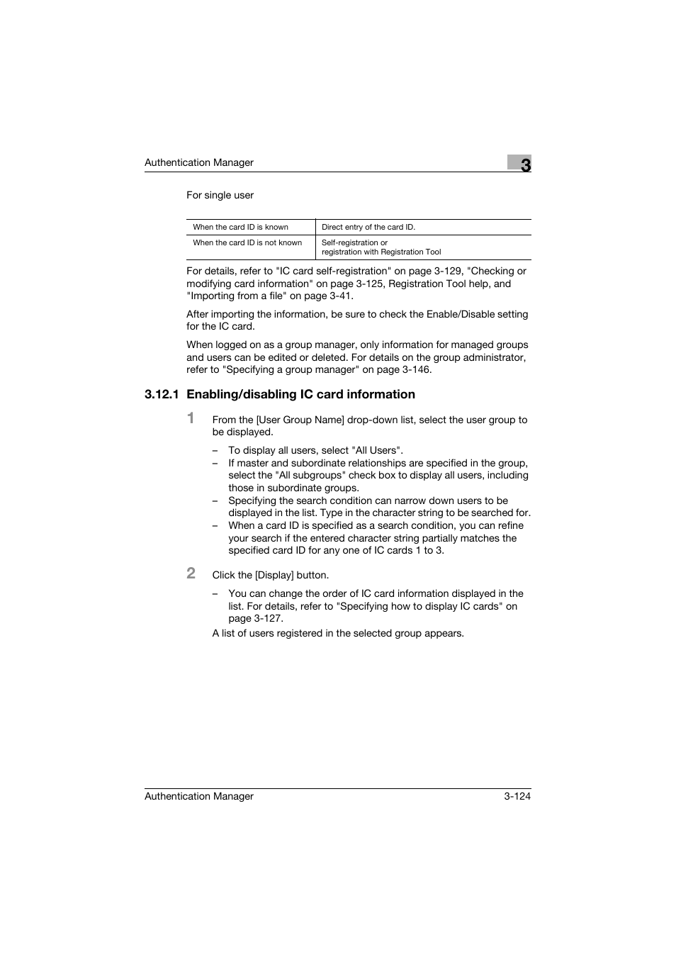1 enabling/disabling ic card information, Enabling/disabling ic card information -124 | Konica Minolta bizhub C284e User Manual | Page 141 / 189