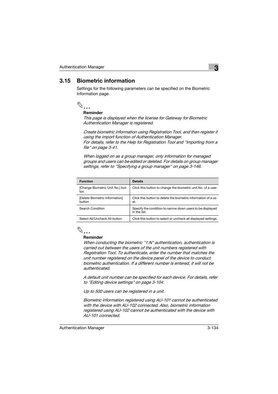 15 biometric information, Biometric information -134 | Konica Minolta bizhub C284e User Manual | Page 151 / 189
