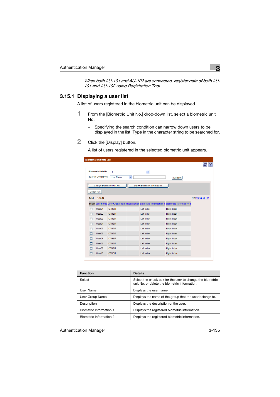 1 displaying a user list, Displaying a user list -135 | Konica Minolta bizhub C284e User Manual | Page 152 / 189