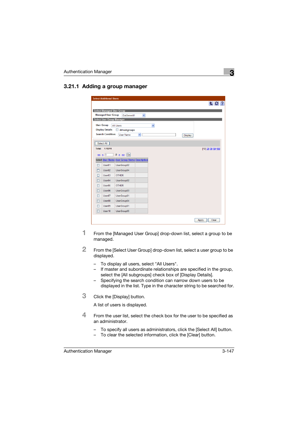1 adding a group manager, Adding a group manager -147 | Konica Minolta bizhub C284e User Manual | Page 164 / 189