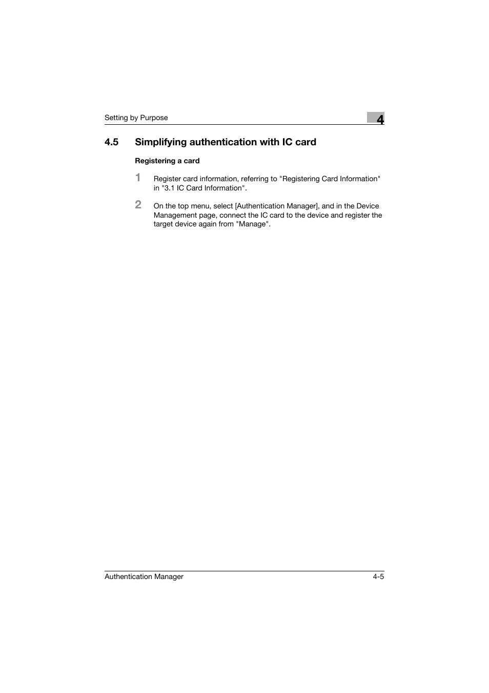 5 simplifying authentication with ic card, Registering a card, Simplifying authentication with ic card -5 | Registering a card -5 | Konica Minolta bizhub C284e User Manual | Page 179 / 189