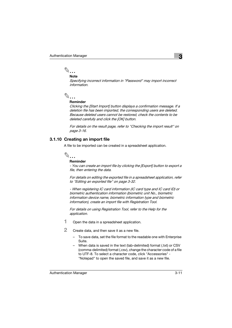 10 creating an import file, Creating an import file -11 | Konica Minolta bizhub C284e User Manual | Page 28 / 189