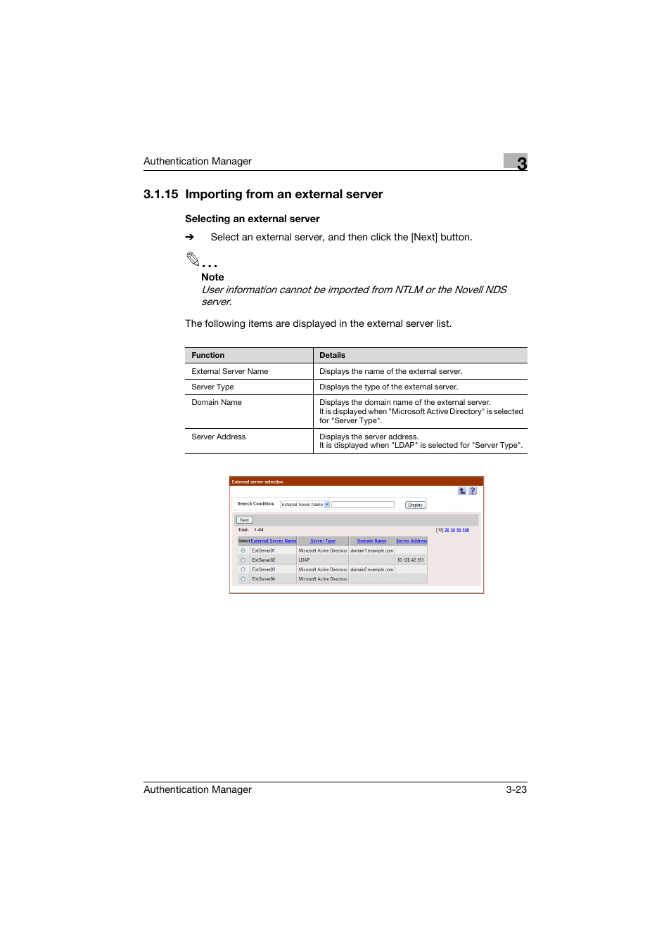 15 importing from an external server, Selecting an external server | Konica Minolta bizhub C284e User Manual | Page 40 / 189
