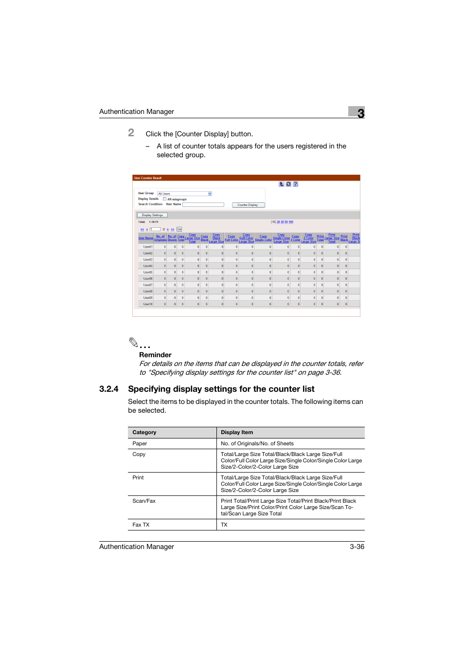4 specifying display settings for the counter list | Konica Minolta bizhub C284e User Manual | Page 53 / 189