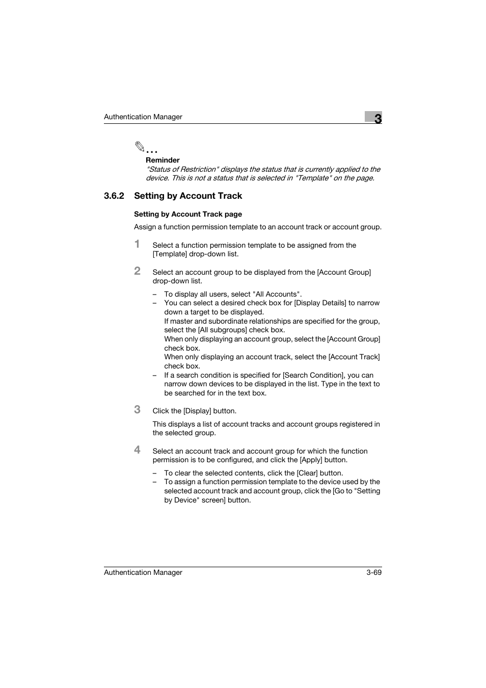 2 setting by account track | Konica Minolta bizhub C284e User Manual | Page 86 / 189