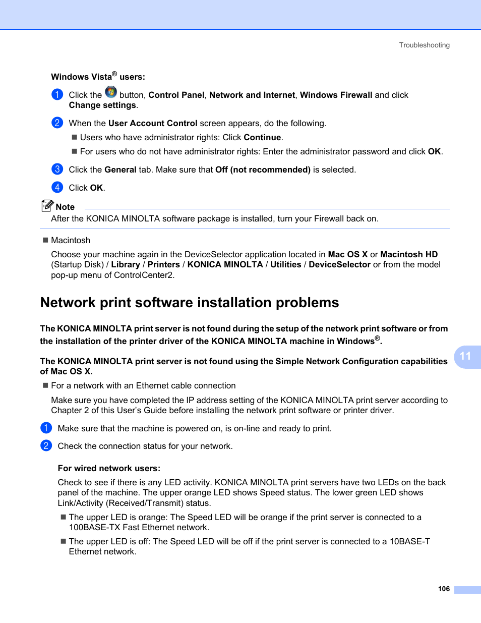 Network print software installation problems | Konica Minolta bizhub 20 User Manual | Page 113 / 145