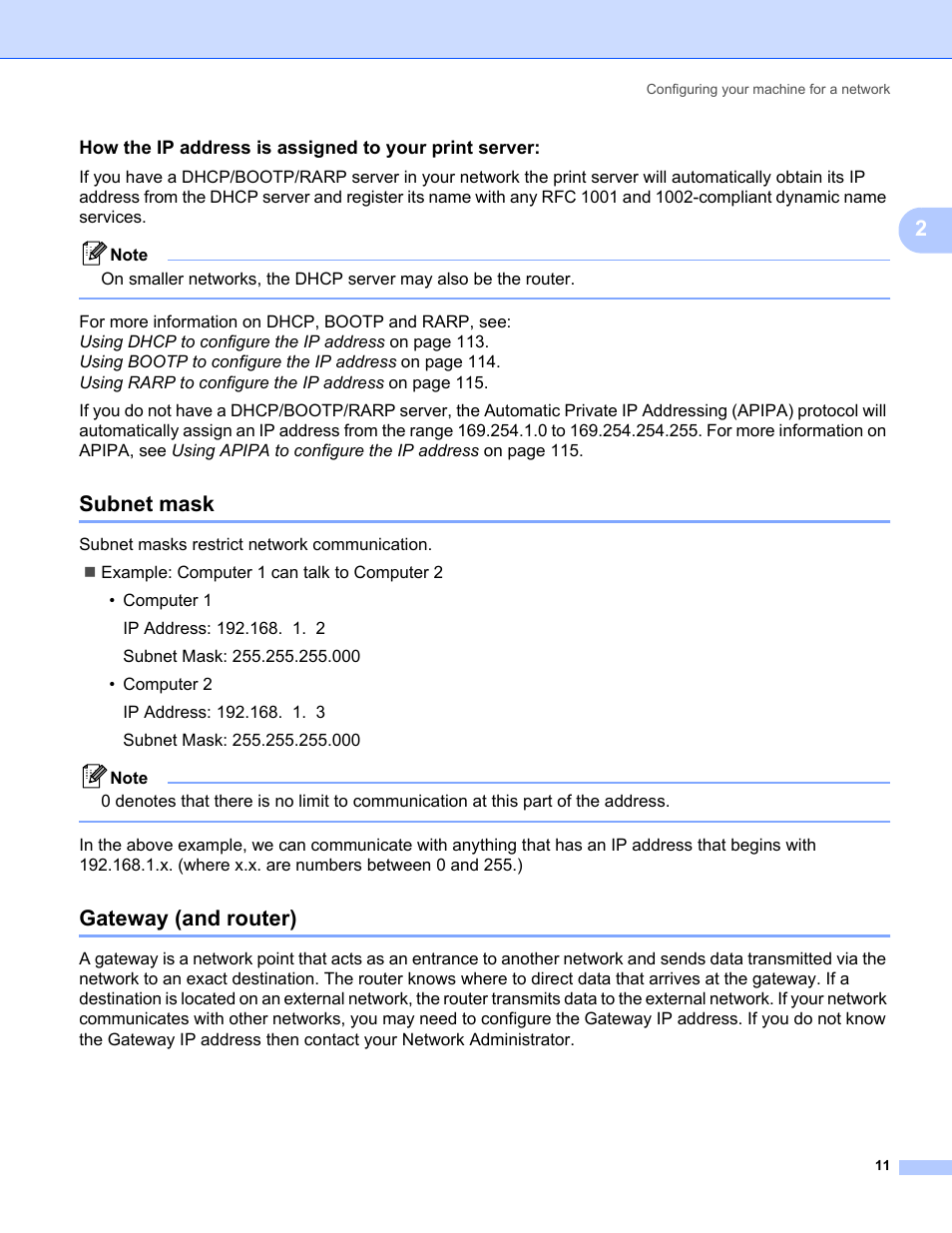 Subnet mask, Gateway (and router), Subnet mask gateway (and router) | Konica Minolta bizhub 20 User Manual | Page 18 / 145