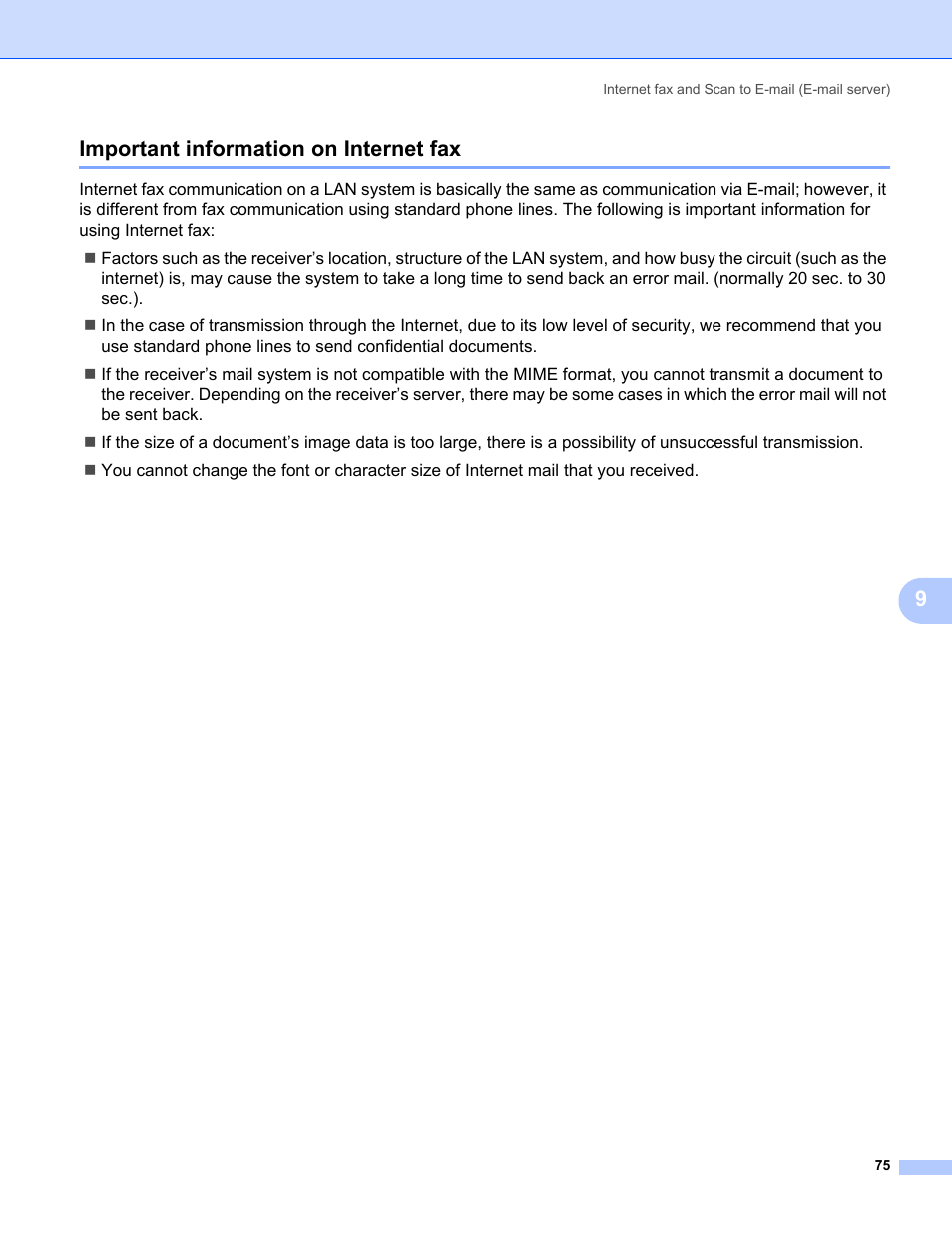 Important information on internet fax, 9important information on internet fax | Konica Minolta bizhub 20 User Manual | Page 82 / 145