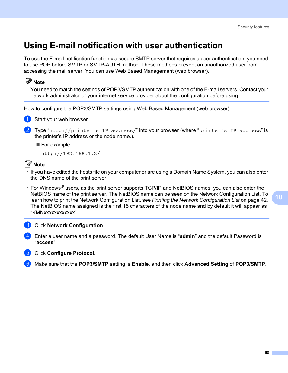 Using e-mail notification with user authentication | Konica Minolta bizhub 20 User Manual | Page 92 / 145
