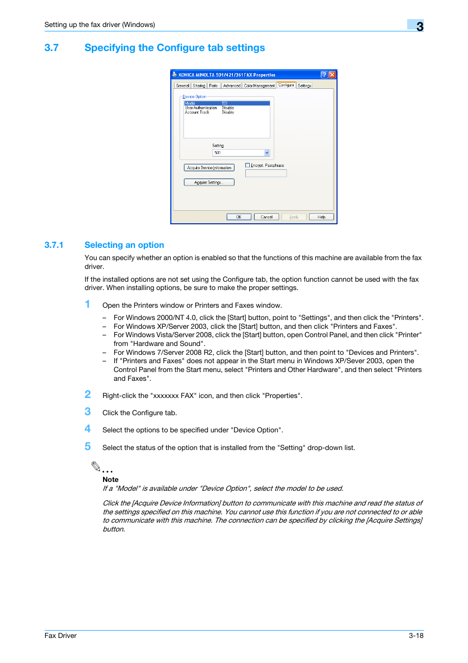 7 specifying the configure tab settings, 1 selecting an option, Specifying the configure tab settings -18 | Selecting an option -18, Details,refer to, Specifying the configure | Konica Minolta bizhub 421 User Manual | Page 49 / 67