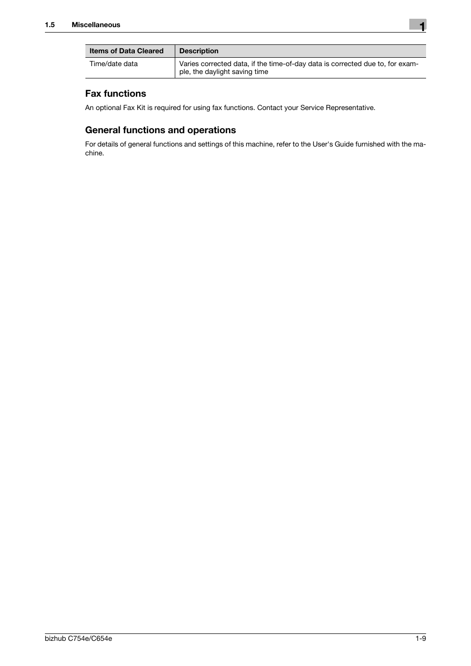Fax functions, General functions and operations | Konica Minolta bizhub C654e User Manual | Page 12 / 58