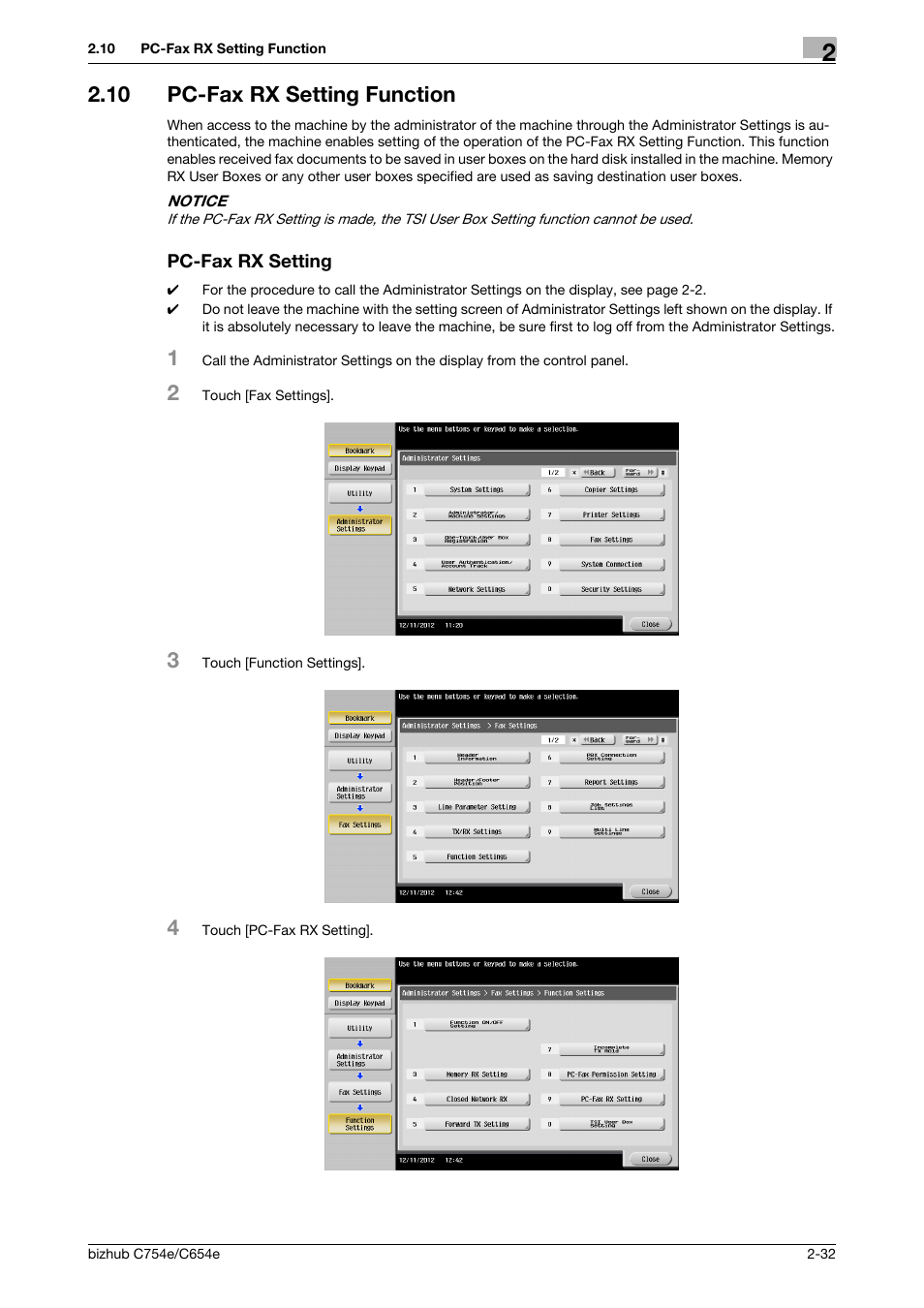 10 pc-fax rx setting function, Pc-fax rx setting | Konica Minolta bizhub C654e User Manual | Page 44 / 58