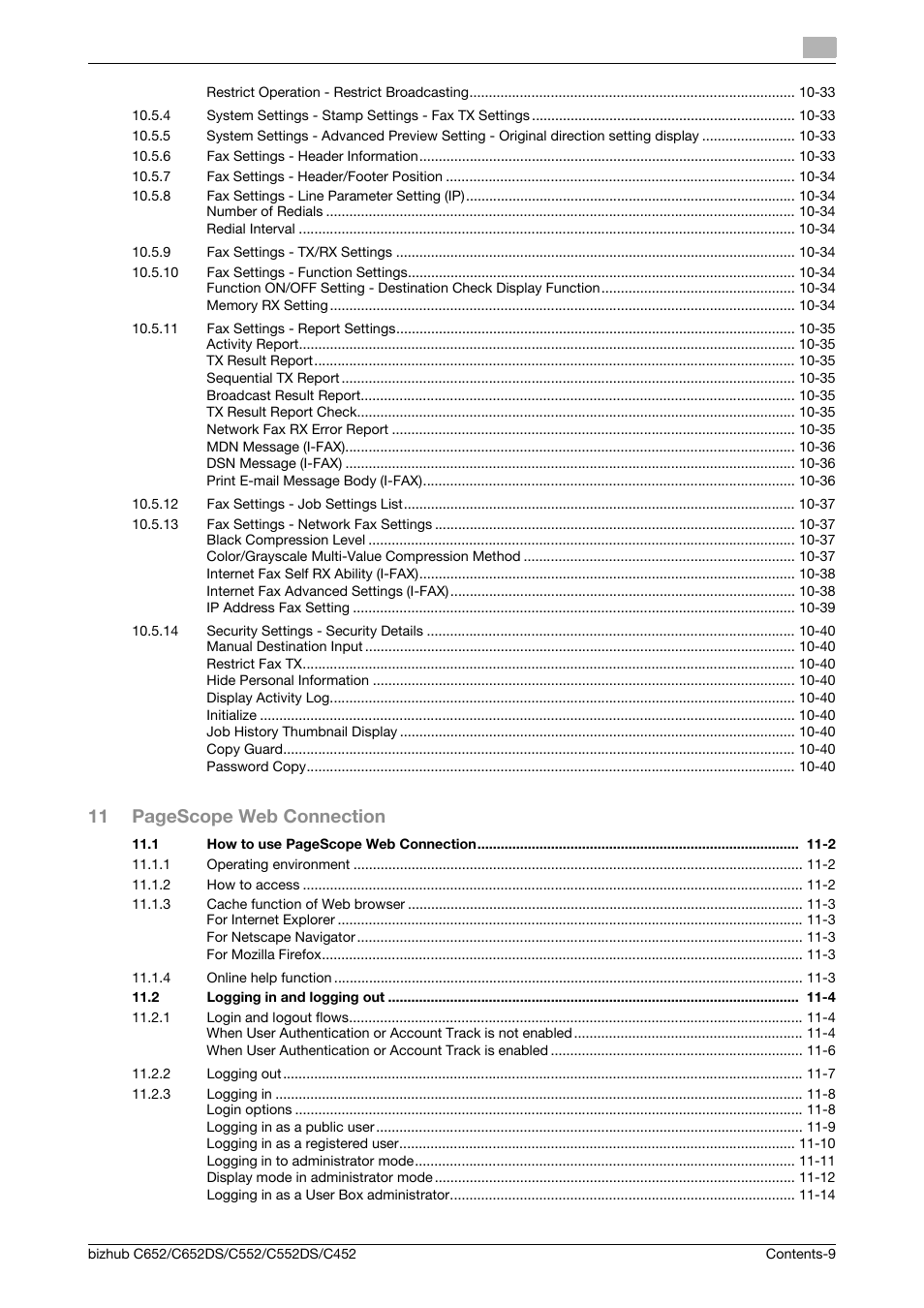 11 pagescope web connection | Konica Minolta BIZHUB C652DS User Manual | Page 10 / 294