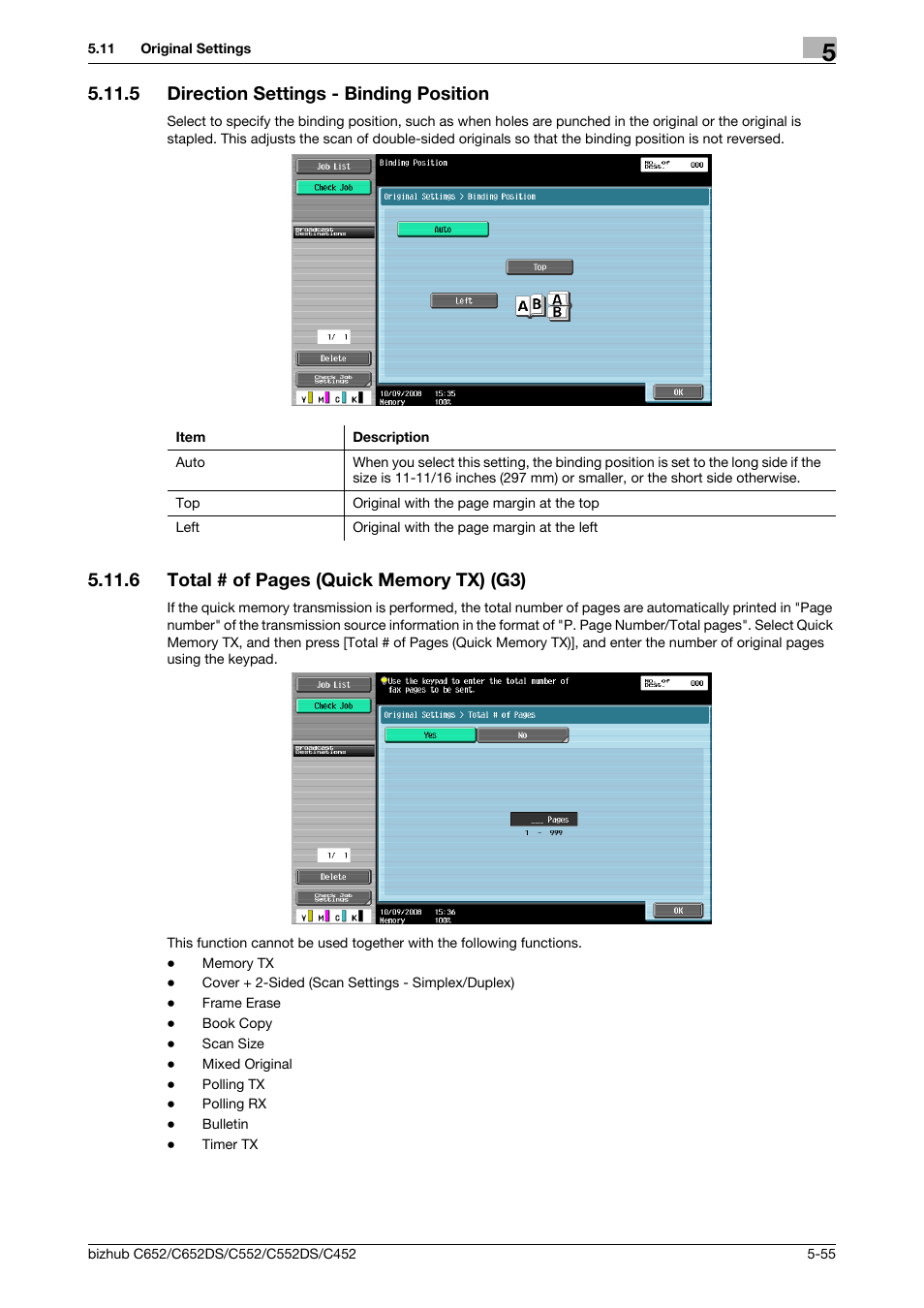 5 direction settings - binding position, Direction settings - binding position -55, P. 5-55) | Tx) (p. 5-55) | Konica Minolta BIZHUB C652DS User Manual | Page 105 / 294