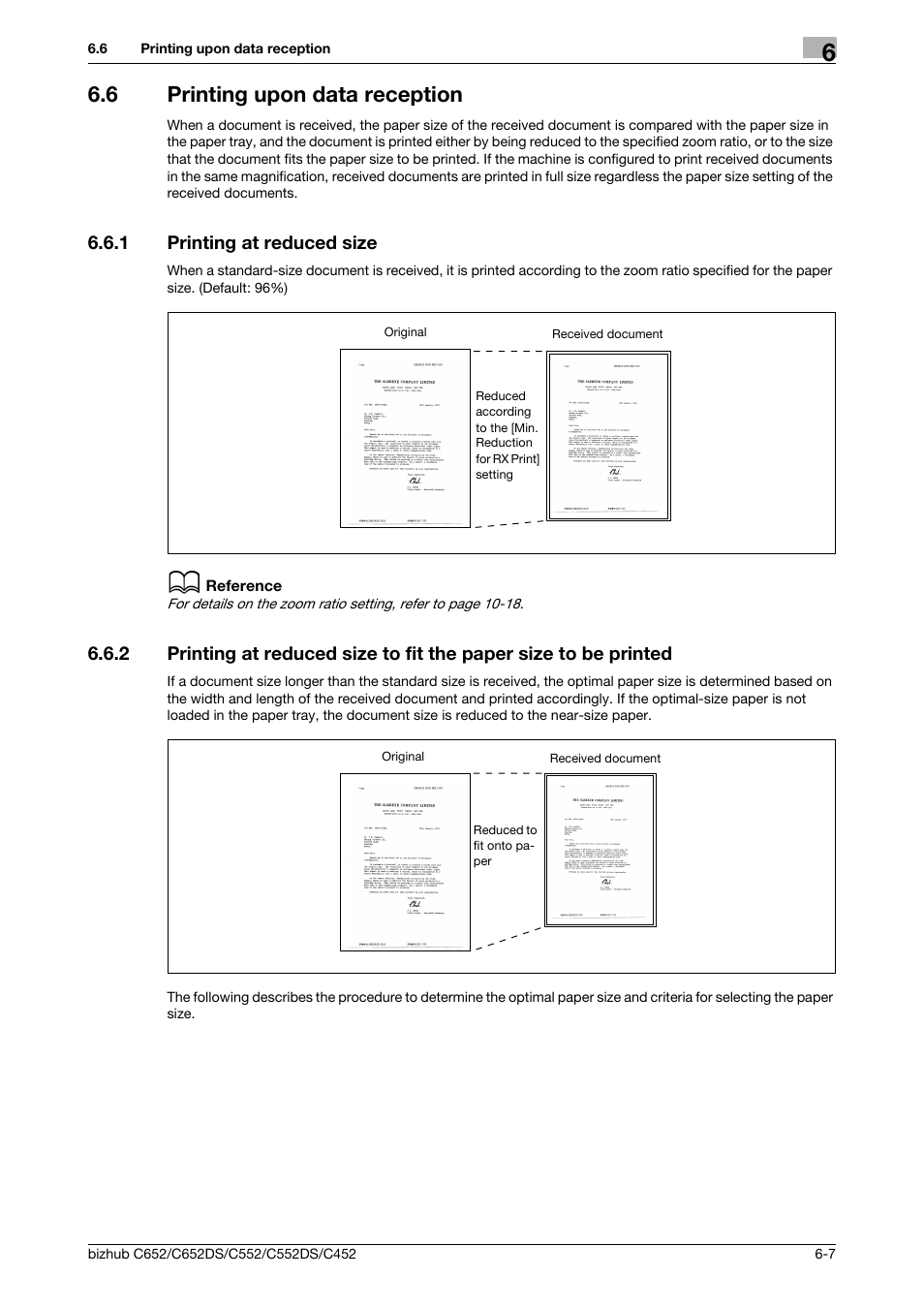 6 printing upon data reception, 1 printing at reduced size, Printing upon data reception -7 | Printing at reduced size -7 | Konica Minolta BIZHUB C652DS User Manual | Page 125 / 294