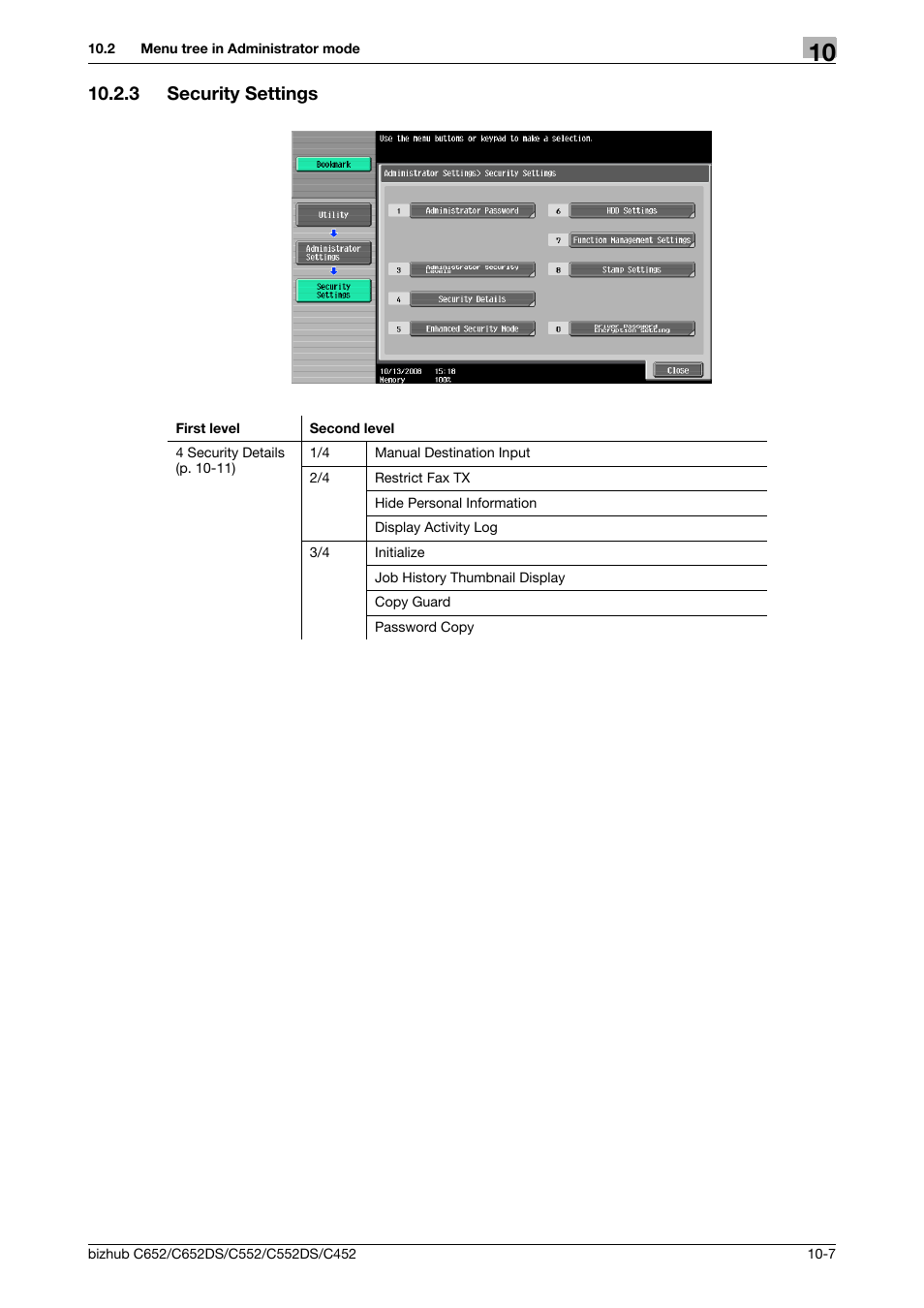 3 security settings, Security settings -7 | Konica Minolta BIZHUB C652DS User Manual | Page 196 / 294