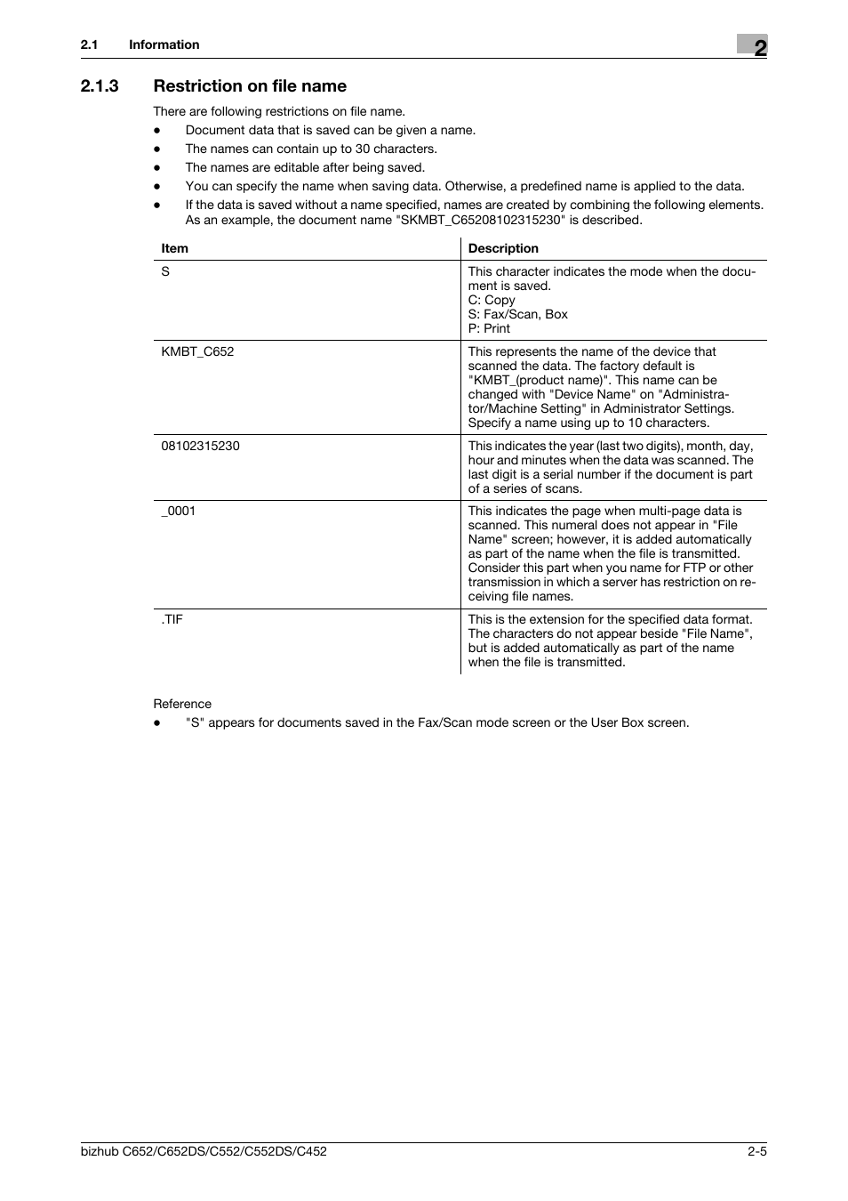 3 restriction on file name, Restriction on file name -5 | Konica Minolta BIZHUB C652DS User Manual | Page 21 / 294
