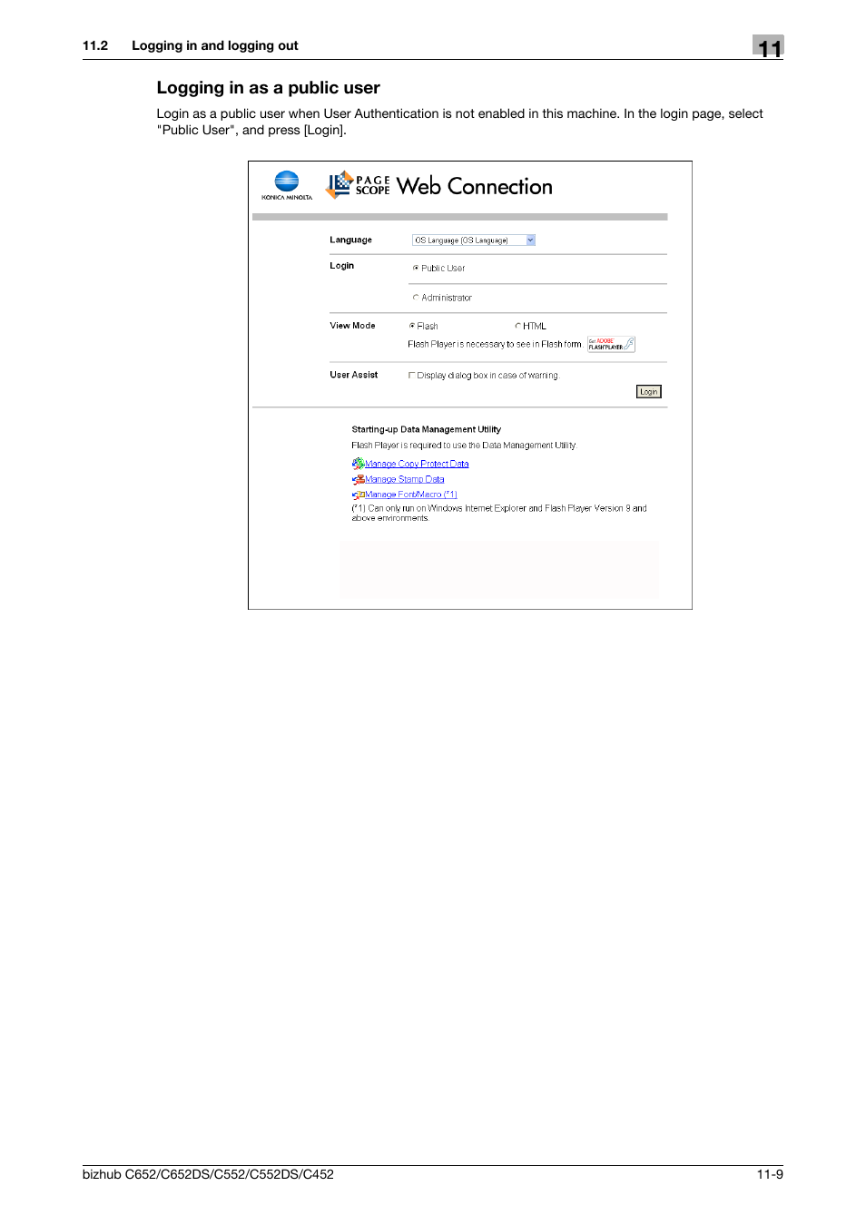 Logging in as a public user, Logging in as a public user -9 | Konica Minolta BIZHUB C652DS User Manual | Page 238 / 294
