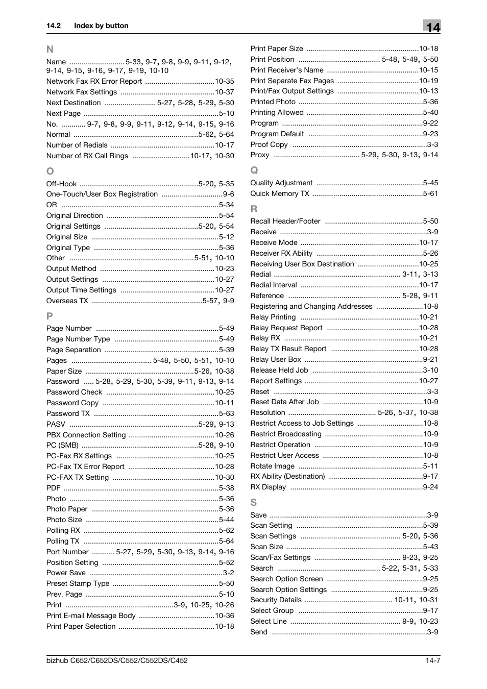 N to s | Konica Minolta BIZHUB C652DS User Manual | Page 292 / 294