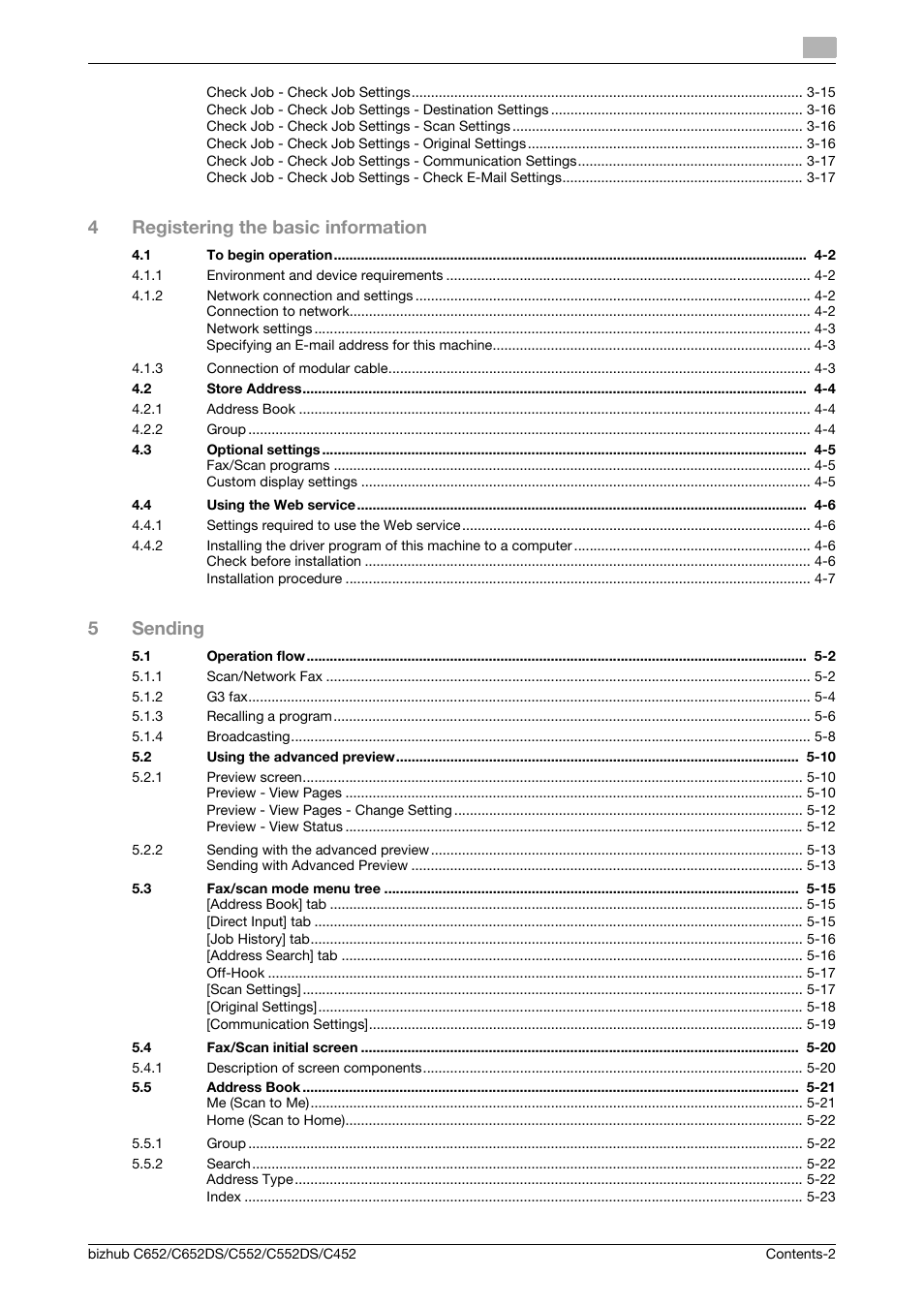 4registering the basic information, 5sending | Konica Minolta BIZHUB C652DS User Manual | Page 3 / 294