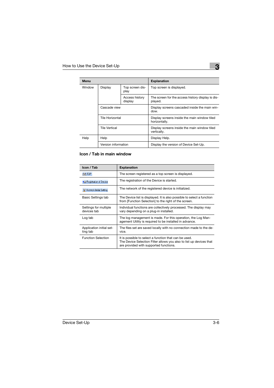 Icon / tab in main window, Icon / tab in main window -6 | Konica Minolta Biznub Series User Manual | Page 19 / 67
