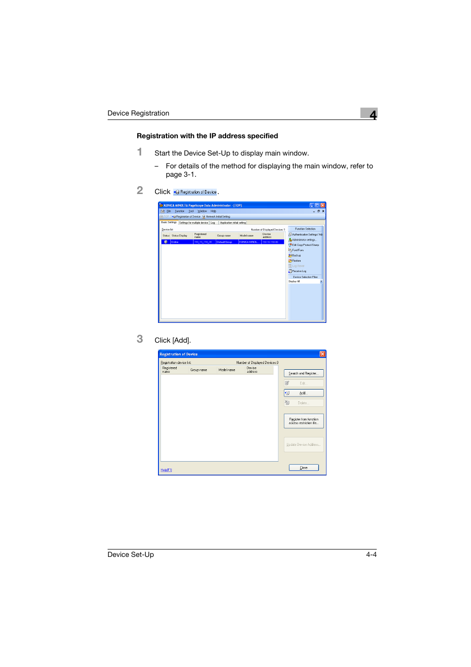 Registration with the ip address specified, Registration with the ip address specified -4 | Konica Minolta Biznub Series User Manual | Page 23 / 67