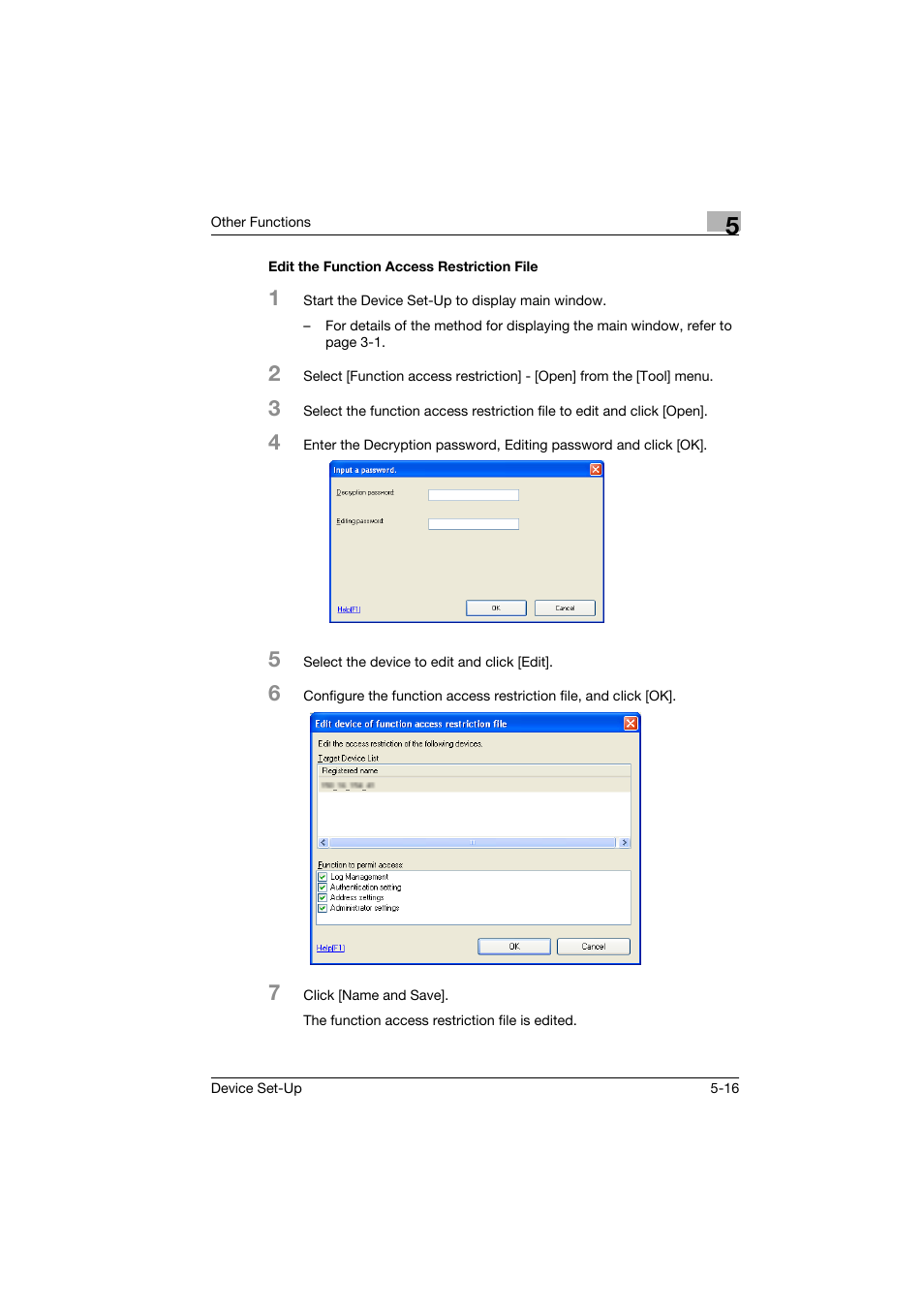 Edit the function access restriction file, Edit the function access restriction file -16 | Konica Minolta Biznub Series User Manual | Page 52 / 67