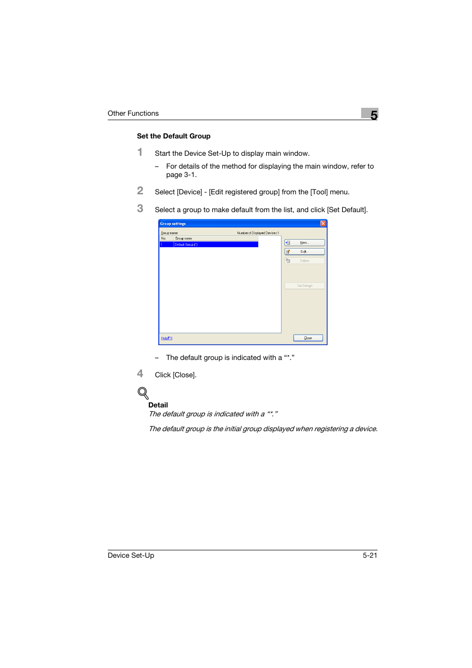 Set the default group, Set the default group -21 | Konica Minolta Biznub Series User Manual | Page 57 / 67