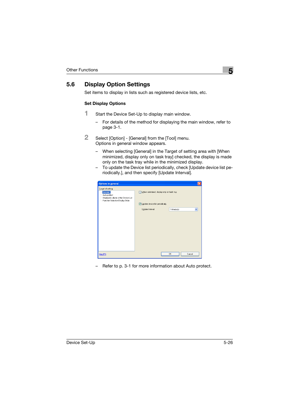 6 display option settings, Set display options, Display option settings -26 | Set display options -26 | Konica Minolta Biznub Series User Manual | Page 62 / 67