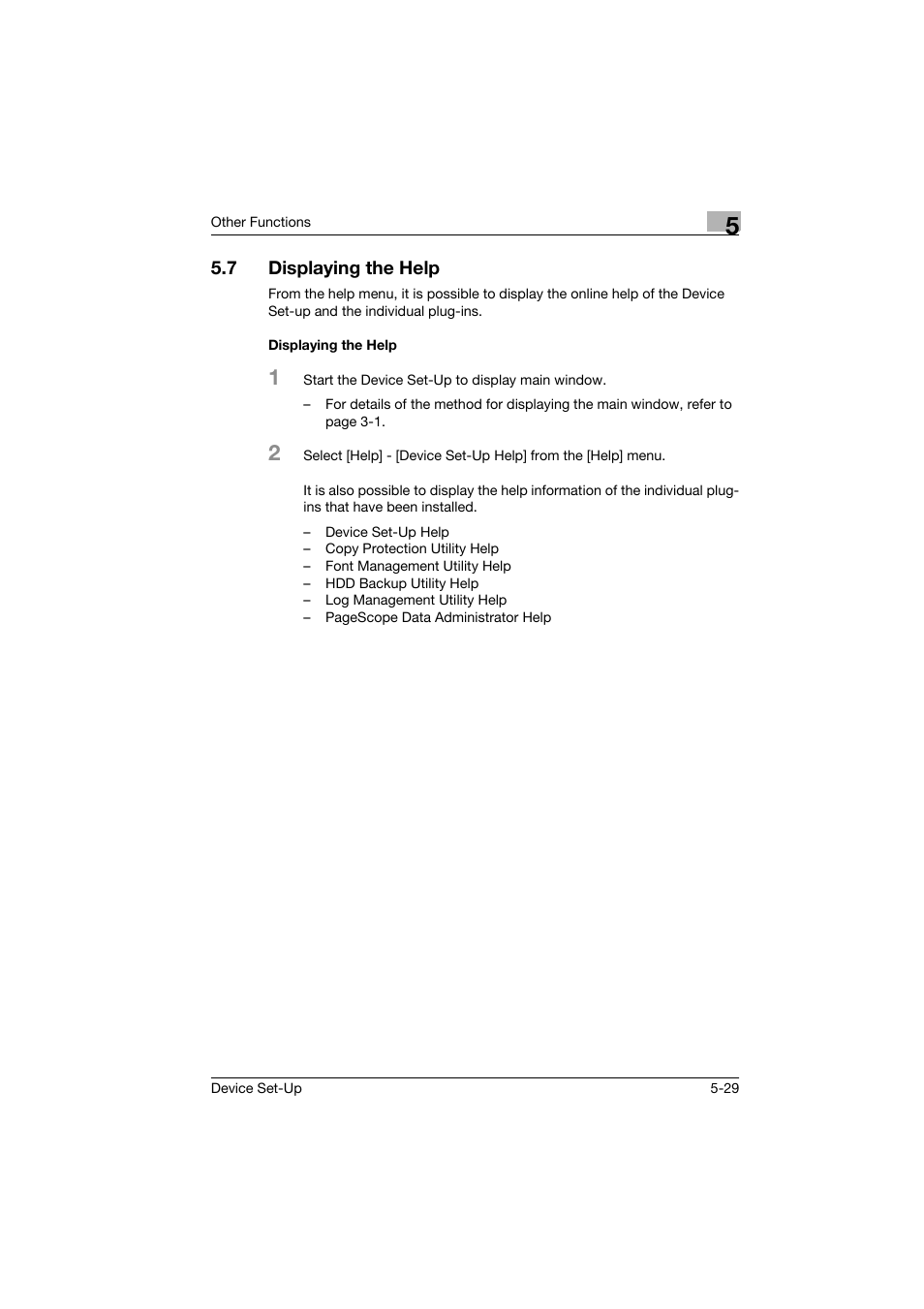 7 displaying the help, Displaying the help, Displaying the help -29 | Konica Minolta Biznub Series User Manual | Page 65 / 67