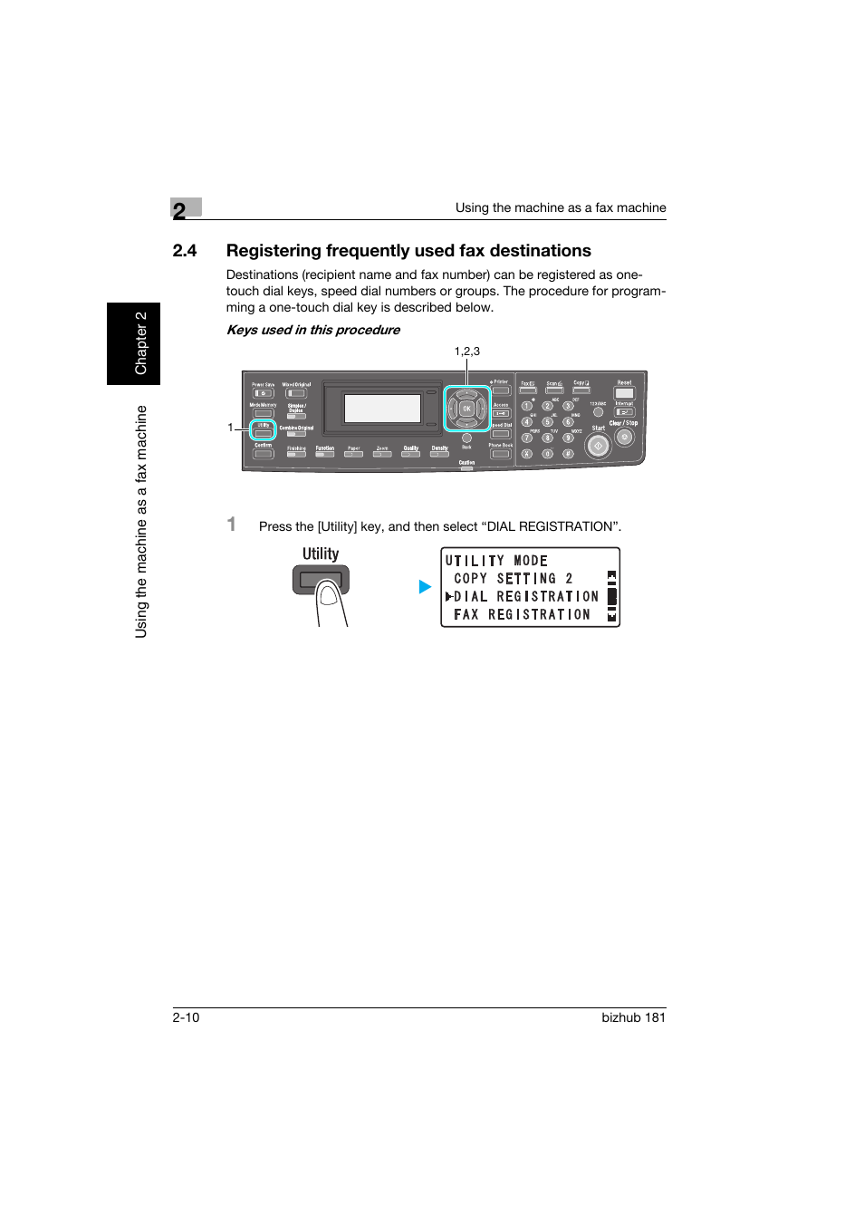 4 registering frequently used fax destinations, Registering frequently used fax destinations -10 | Konica Minolta bizhub 181 User Manual | Page 77 / 144