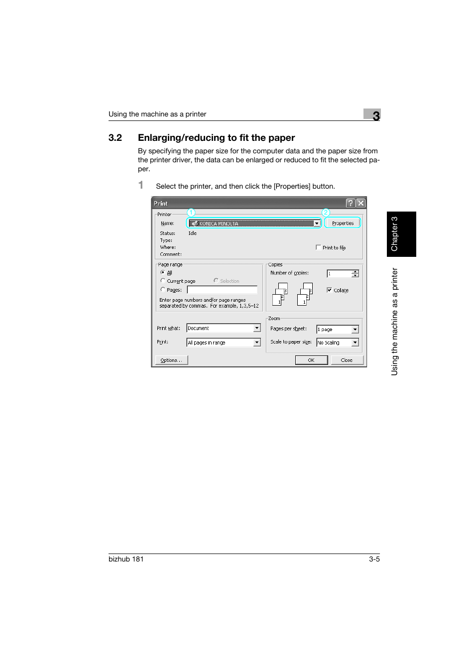 2 enlarging/reducing to fit the paper, Enlarging/reducing to fit the paper -5 | Konica Minolta bizhub 181 User Manual | Page 92 / 144