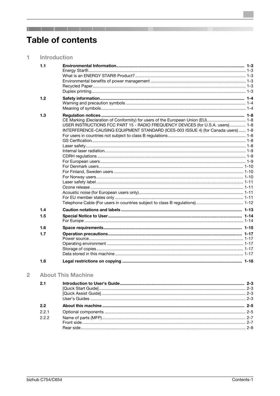 Konica Minolta bizhub C654 User Manual | Page 3 / 130