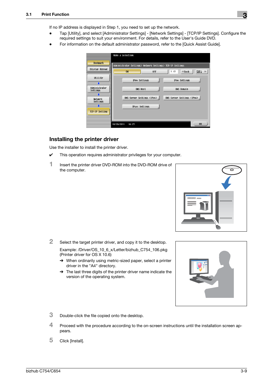 Installing the printer driver, Installing the printer driver -9 | Konica Minolta bizhub C654 User Manual | Page 65 / 130